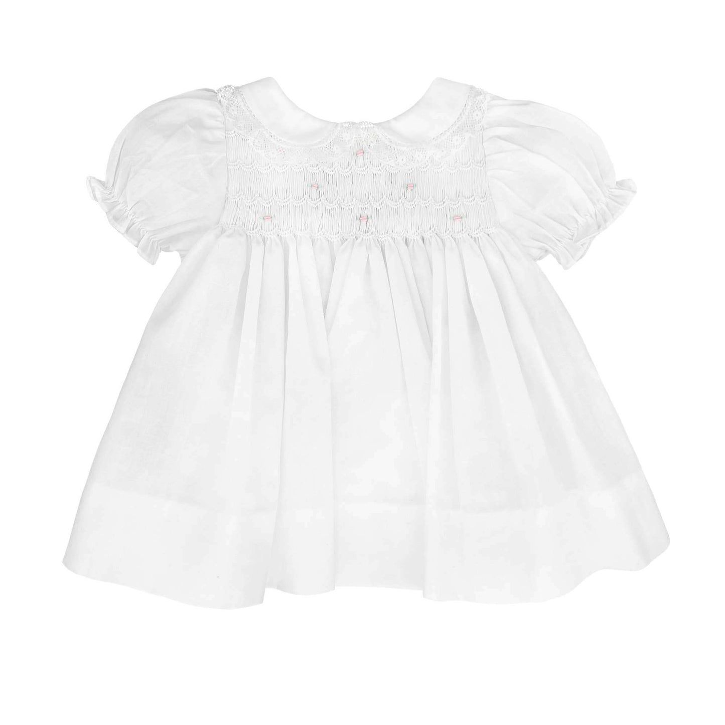 Pink Fully Smocked Dress with Lace