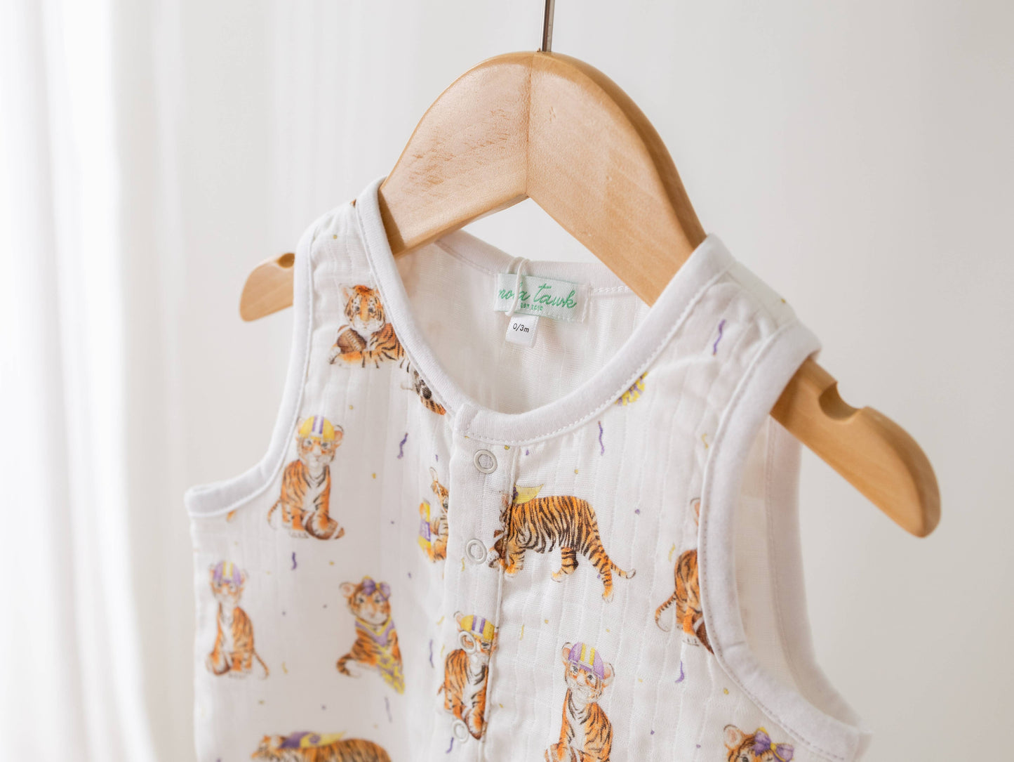 Louisiana Tigers Organic Muslin Shortalls_tigers