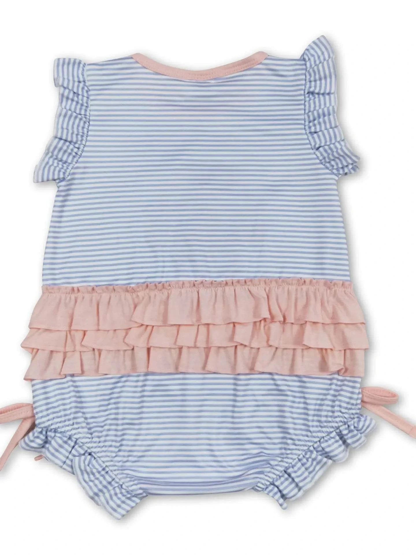 Pink Flutter Sleeves Ballerina Dance Shoes Baby Girls Romper back
