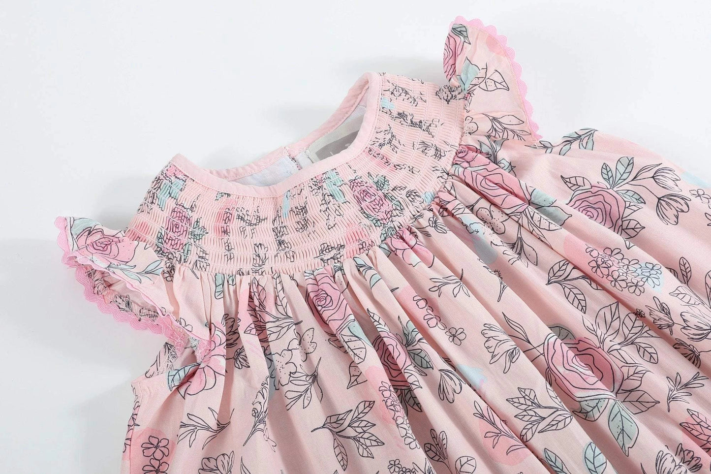 Pink Rose Smocked Bishop Dress