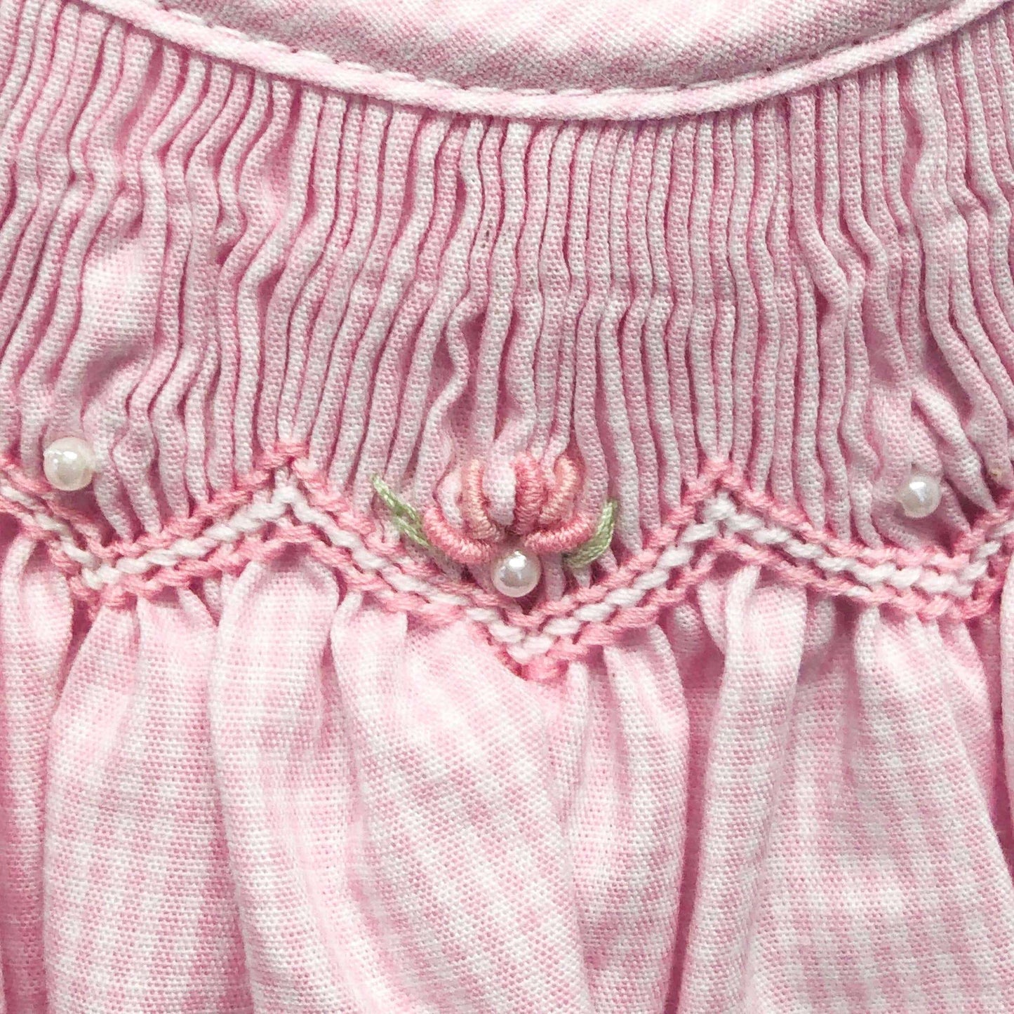 Pink Heirloom Bishop Zig-Zag Smocked Dress zoom