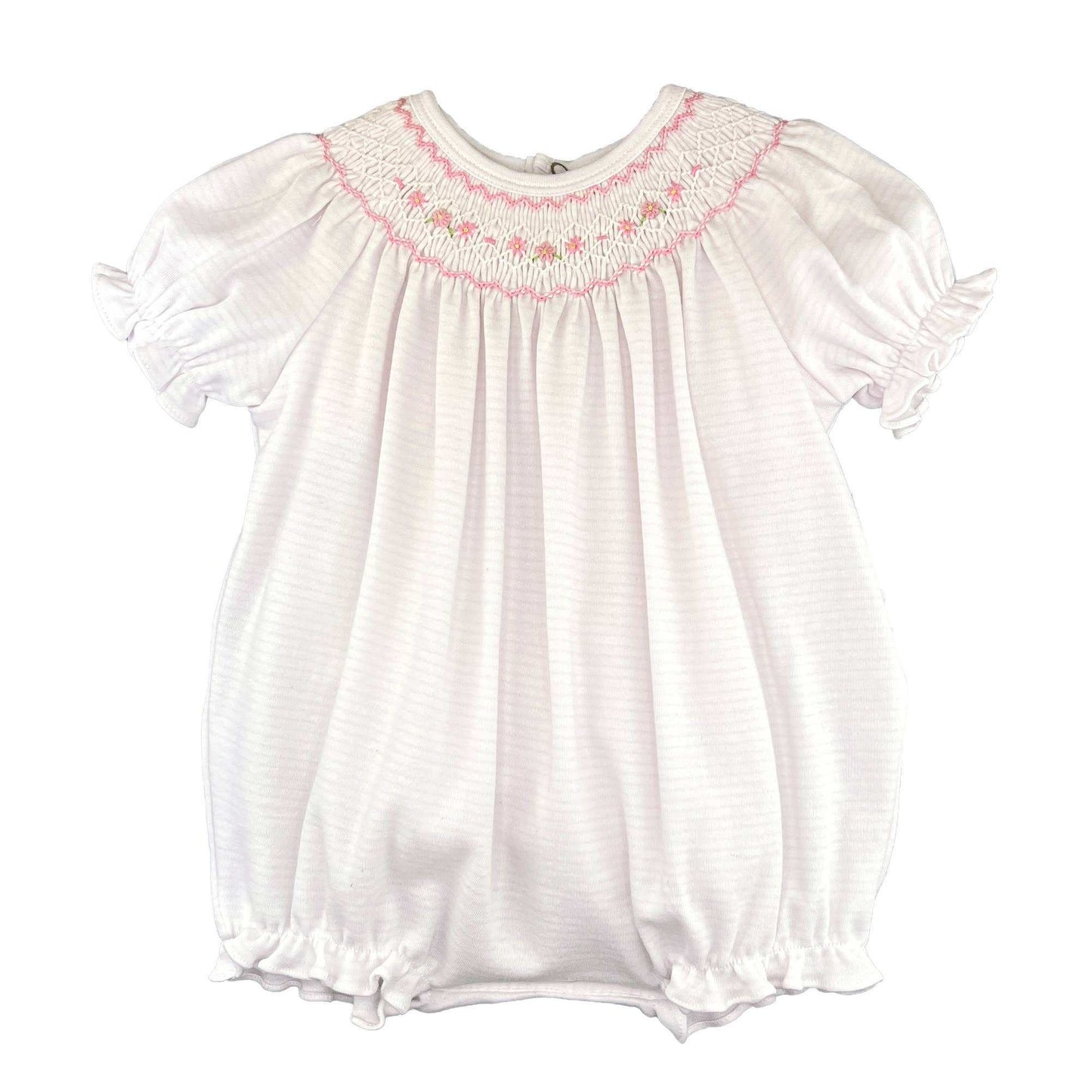 Pink Embroidered Flower Knit Bubble