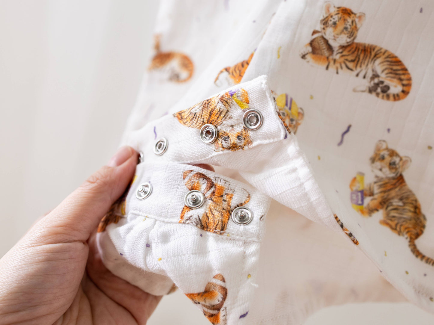 Louisiana Tigers Organic Muslin Shortalls_tigers