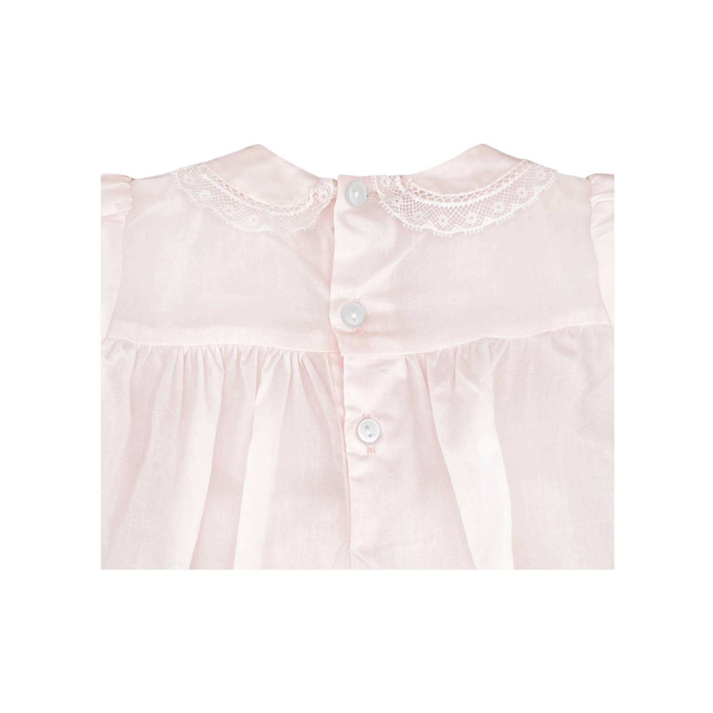Pink Fully Smocked Dress with Lace button