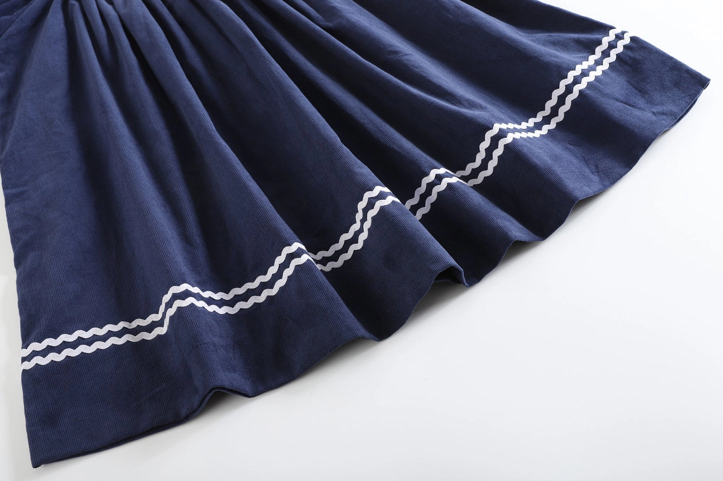 Navy Blue Corduroy Nativity Smocked Bishop Dress