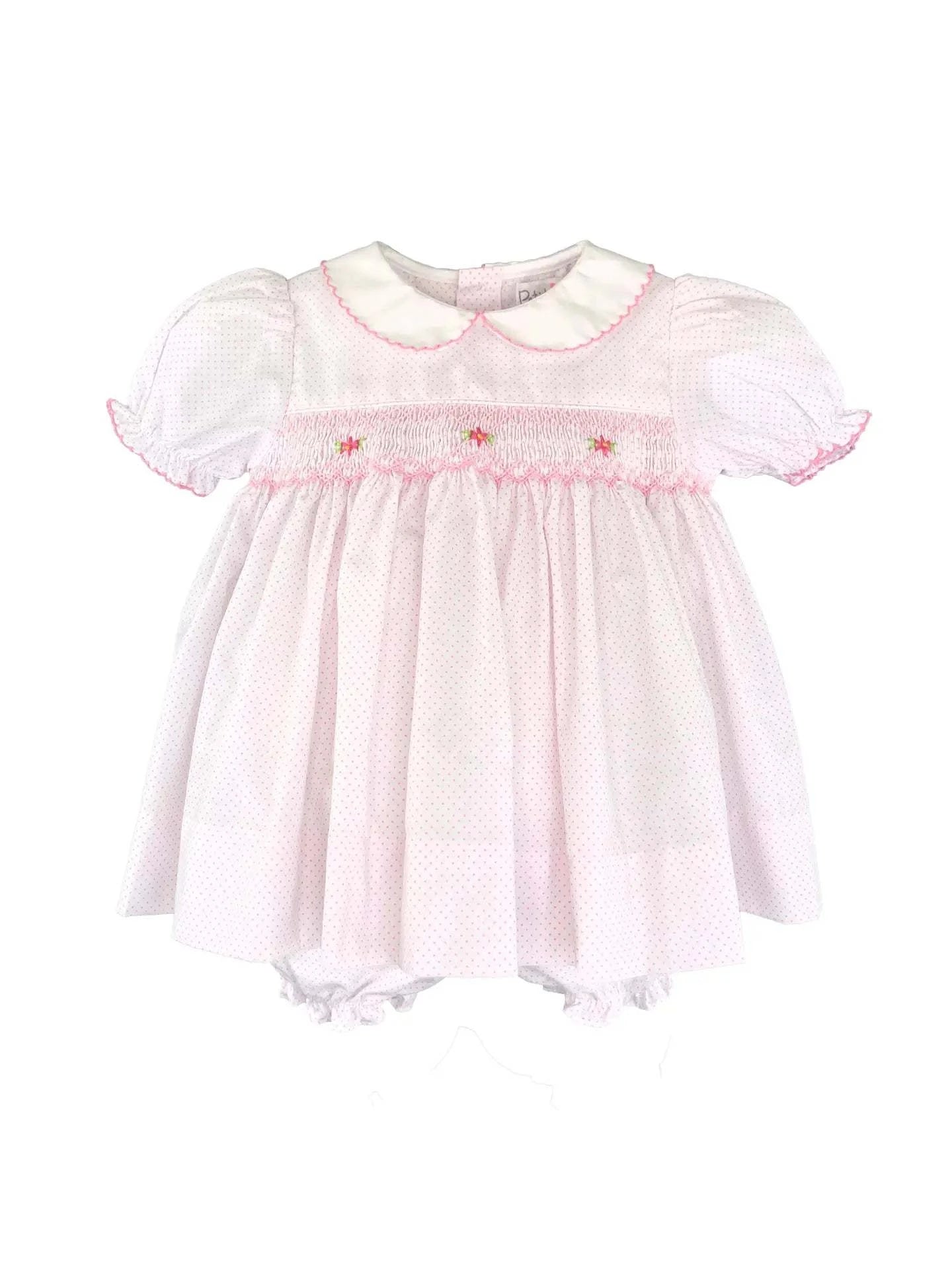 Pink Heirloom Dress with Corded Smocking