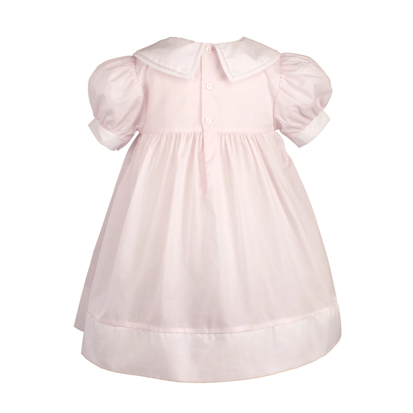 pink smocked split collar