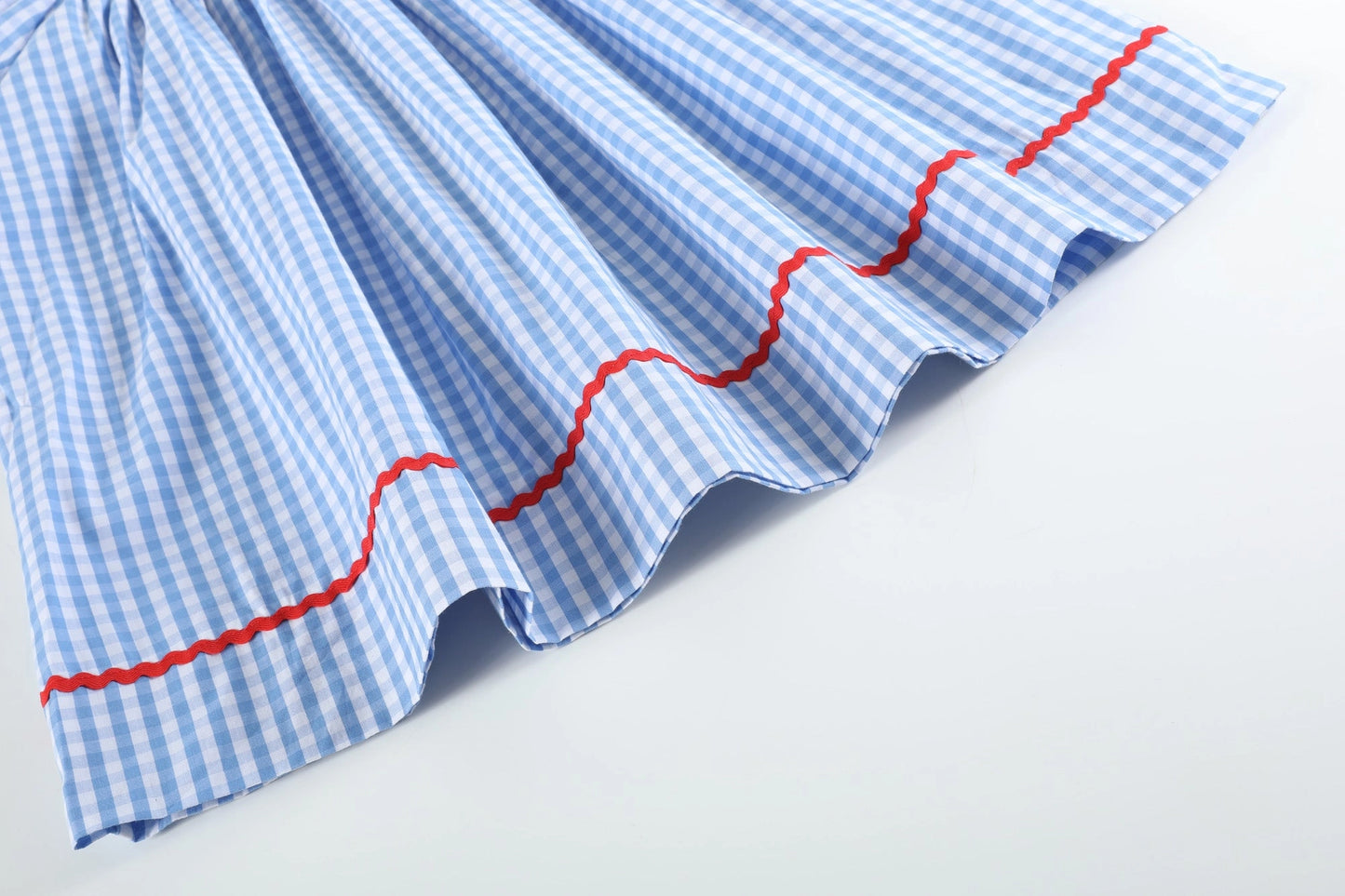 Blue Gingham School Supplies Smocked Bishop