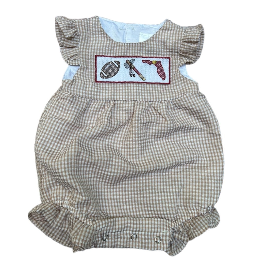 Girl Tan Gingham Florida State Bubble