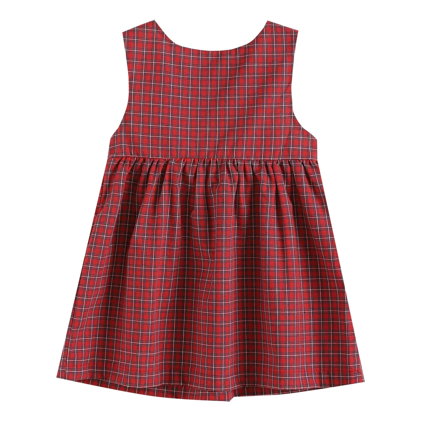 Red Plaid Santa Bow Sleeveless Babydoll dress