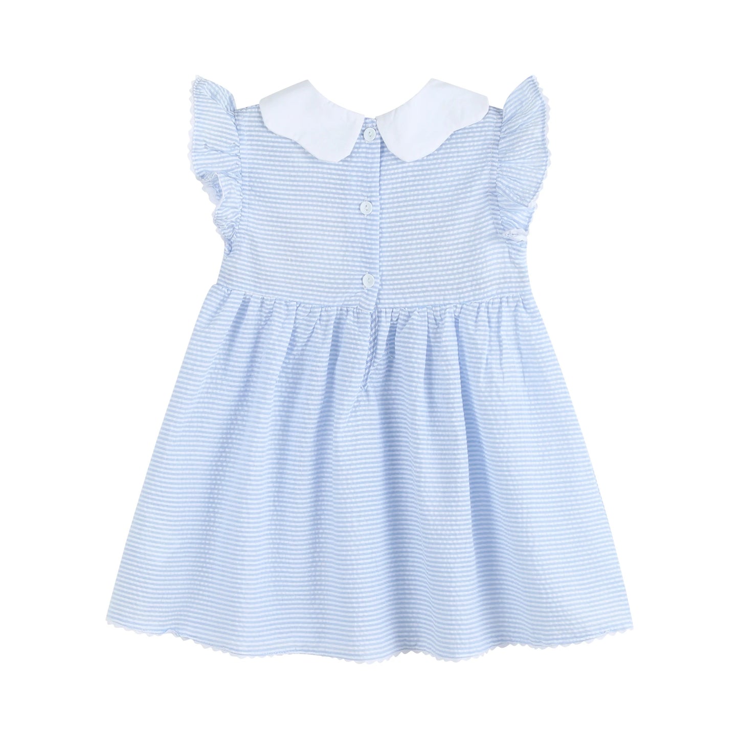 Blue Seersucker Watermelon Smocked A-Line Dress