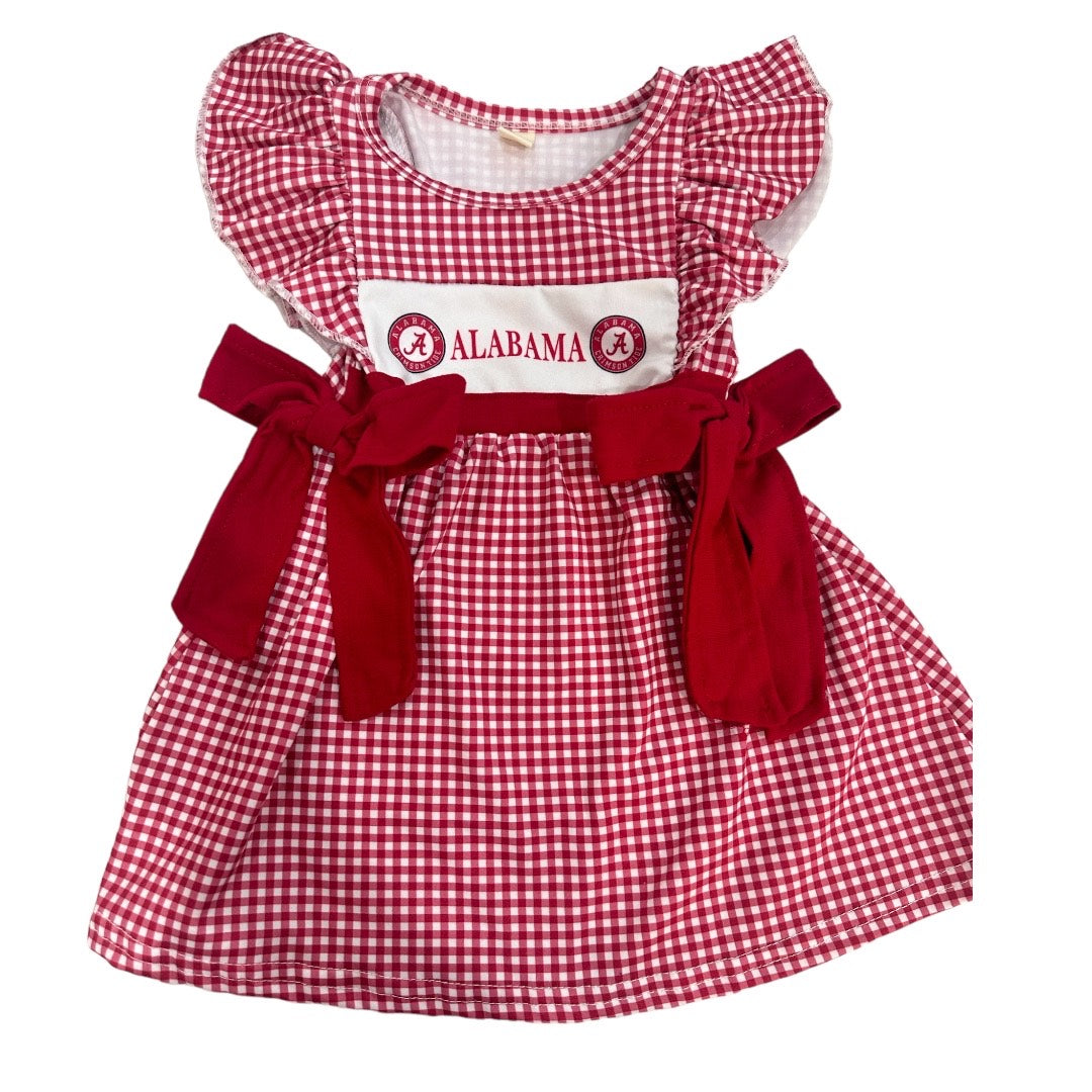Alabama Girls Gameday Dress With Bows