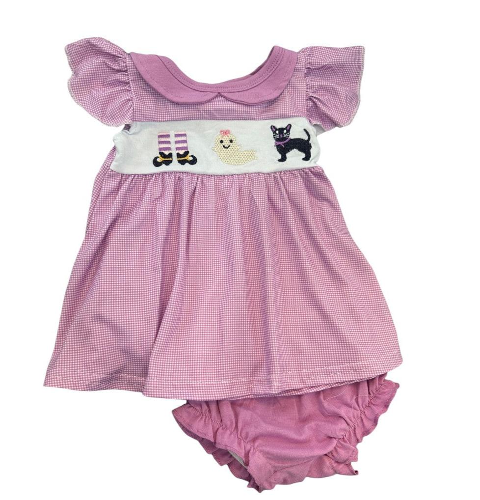 Halloween Purple Cats Tunic Top and Bloomers Set (embroidered)