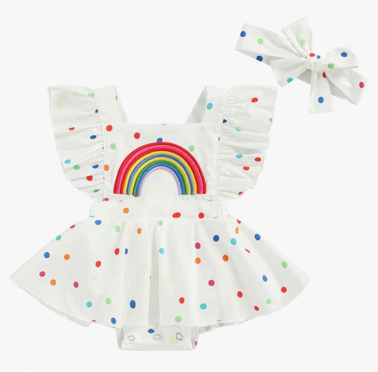 Polka Dot Rainbow Bubble dress detail