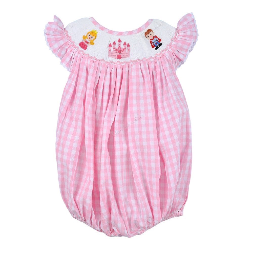 princess smocked dress Princess Smocked pink gingham bubble – POPPIBLUE