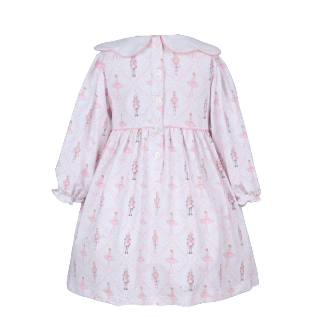 Girl Pink Dress With  Nutcracker Soldiers and Ballerina pattern