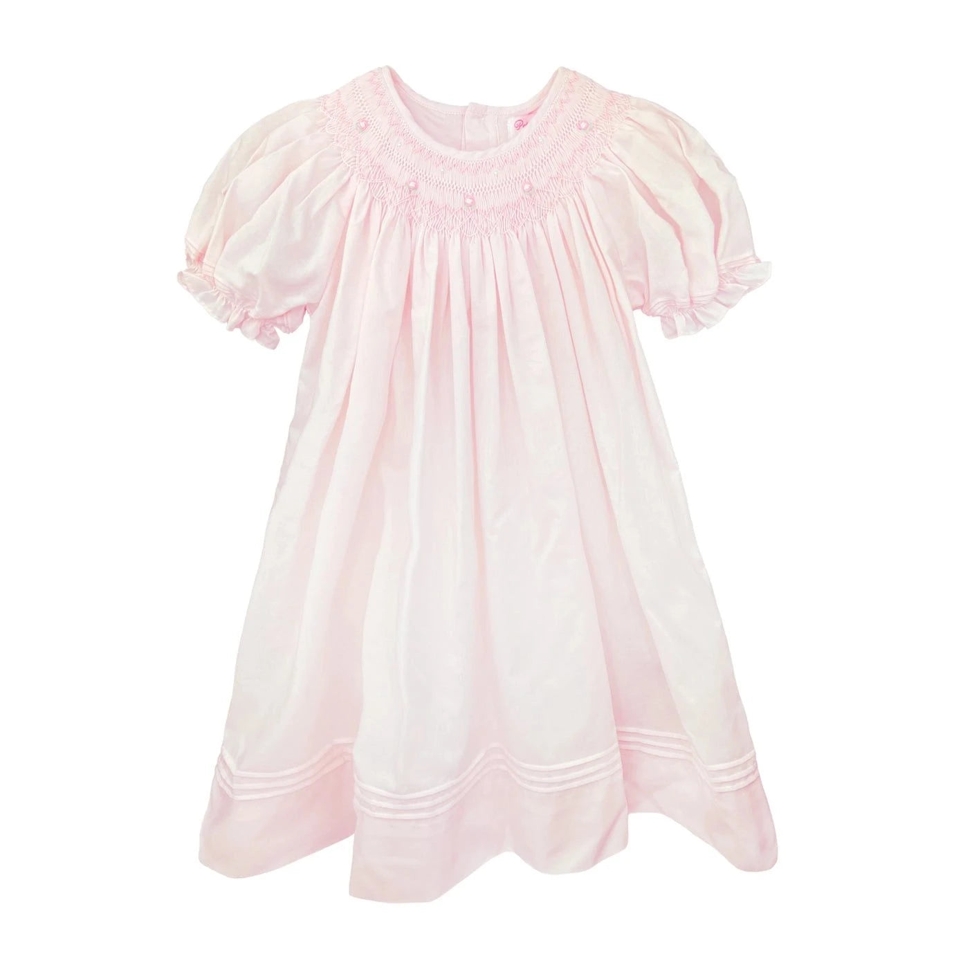 Pink Heirloom Daygown with Heart Smocking & Pearls