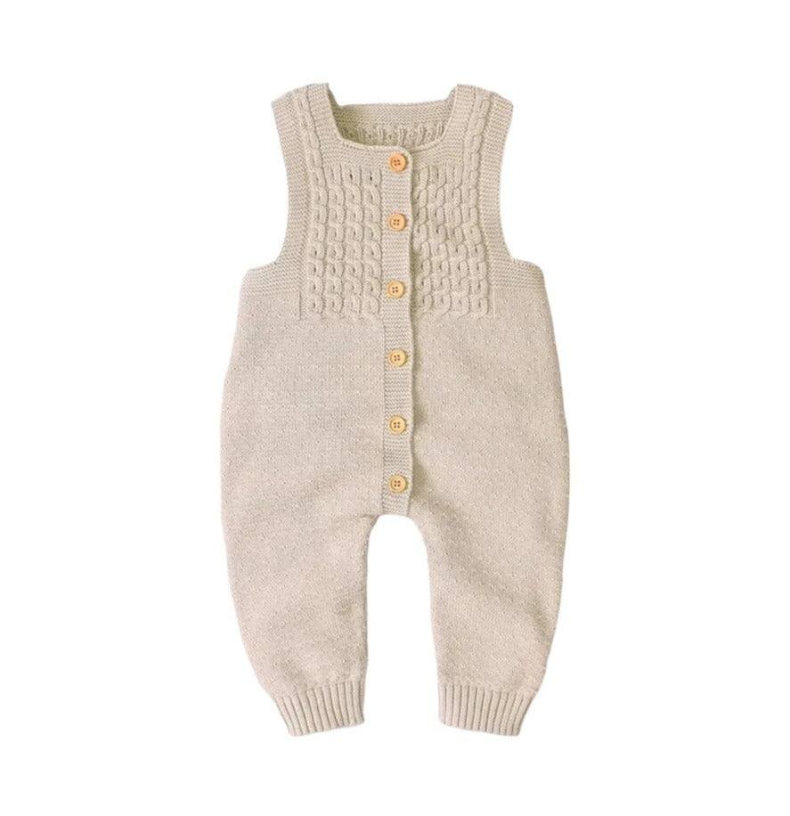 Neutral Knit Sweater Long Romper