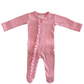 Pink / Organic Ribbed Frill Zip Footie (Baby - Kids)