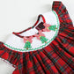 Red and Green Plaid Christmas Tree Smocked Bishop Dress