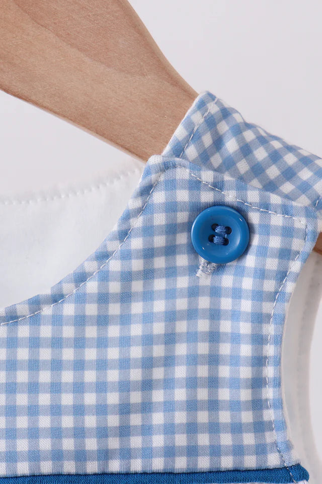 BLUE  SuperHero CHARACTER SMOCKED GINGHAM JONJON