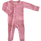 Pink / Organic Ribbed Frill Zip Footie (Baby - Kids)