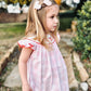 GIRLS SMOCKED DOG XOXO CHECK DRESS-Pink and Red