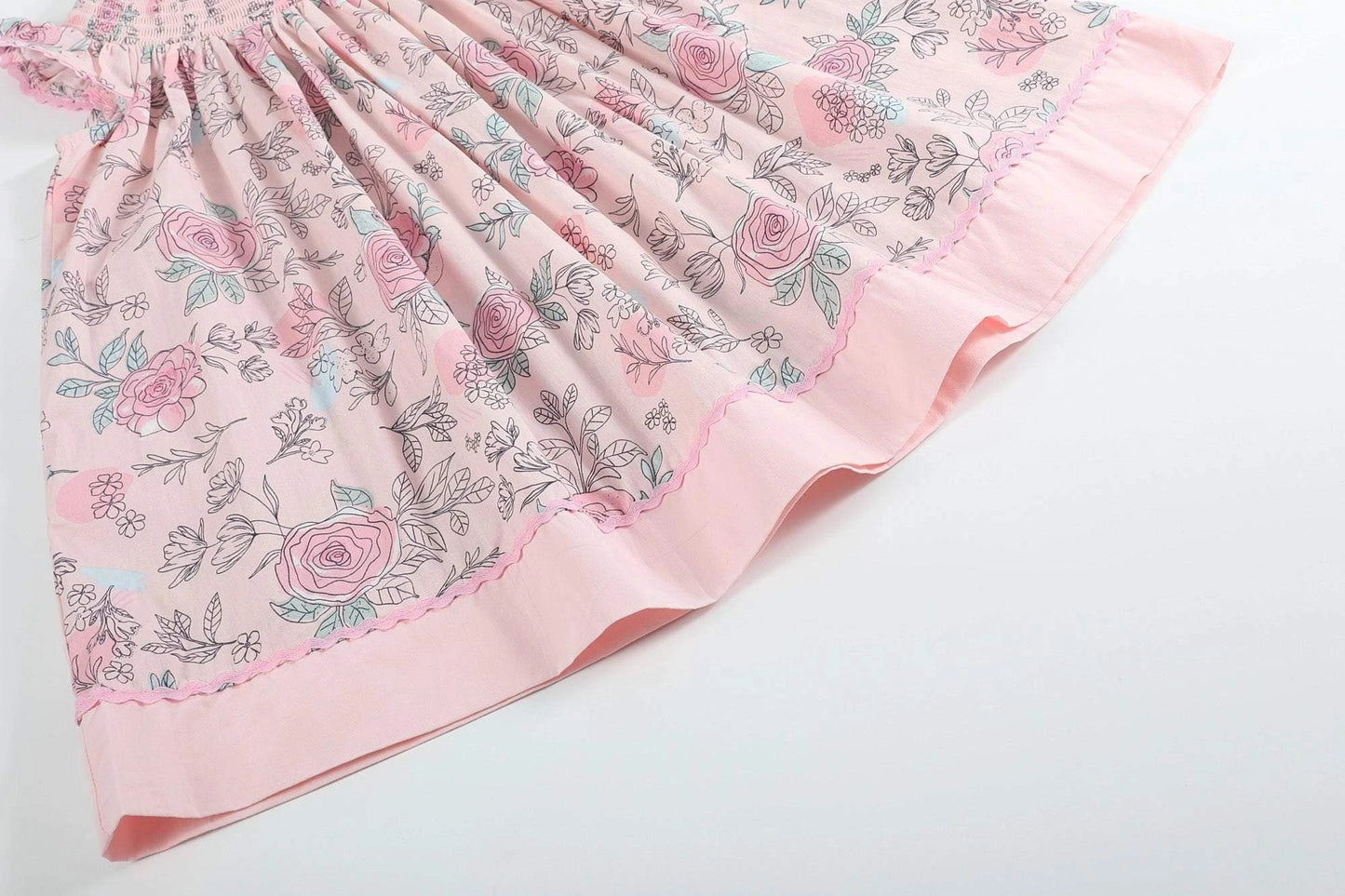 Pink Rose Smocked Bishop Dress