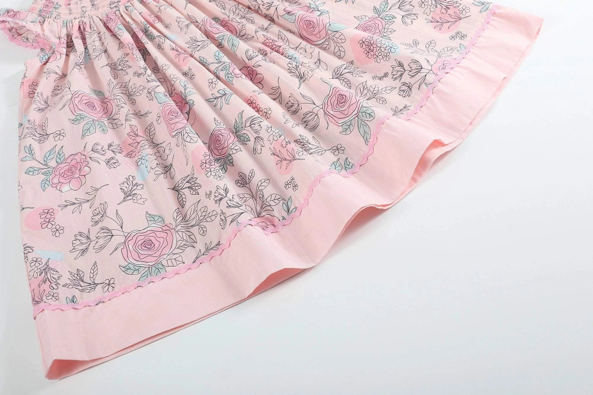 Pink Rose Smocked Bishop Dress