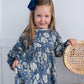 Grey Floral Printed Neck & Bottom Lace Long Sleeves Gathered