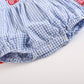 Blue Gingham Crab Ruffle Romper