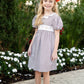 Brown and White Striped Fall Dress with Bow Back