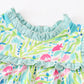 Green lily print ruffle girl baby gown