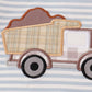 Blue stripe dump car applique boy romper