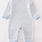 Blue stripe dump car applique boy romper