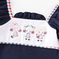 Navy Cheerleader Embroidery Girl Romper