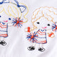 Navy Cheerleader Embroidery Girl Romper