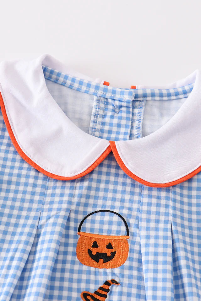 Blue Plaid Embroidered Ghost Dress