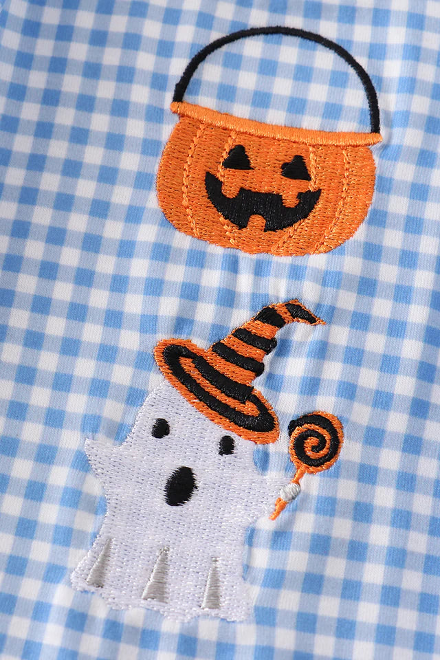 Blue Plaid Embroidered Ghost Dress
