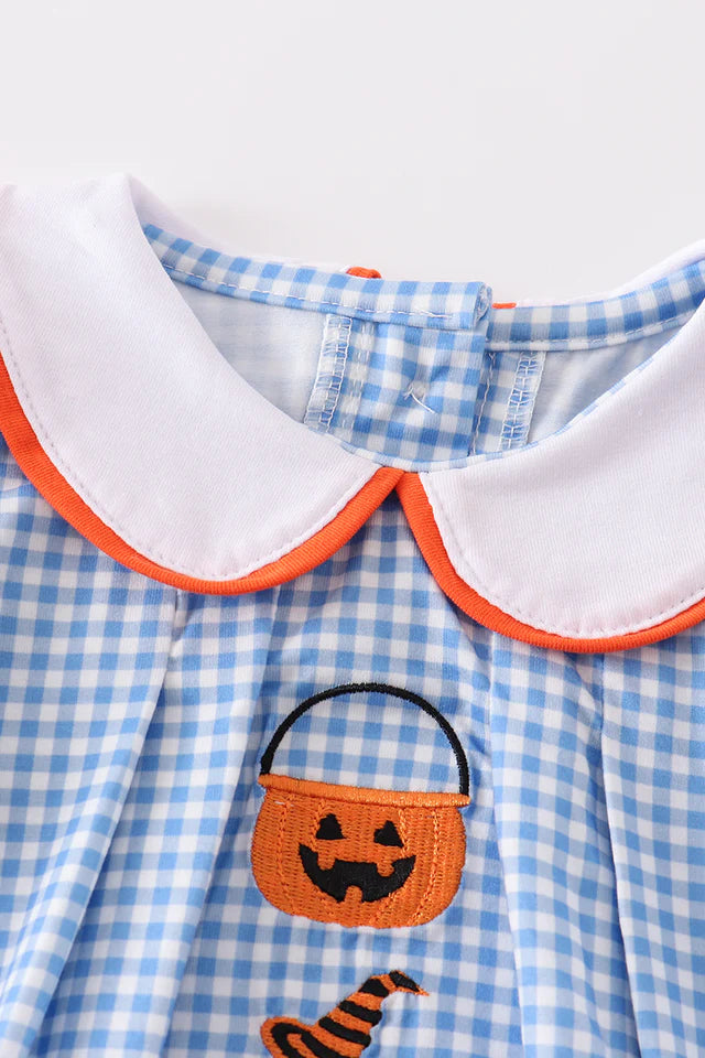 Blue plaid Embroidery Ghost Girl Bubble
