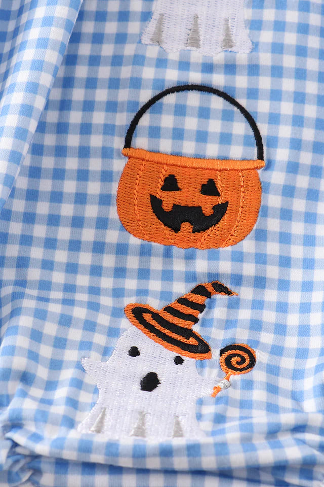 Blue plaid Embroidery Ghost Girl Bubble