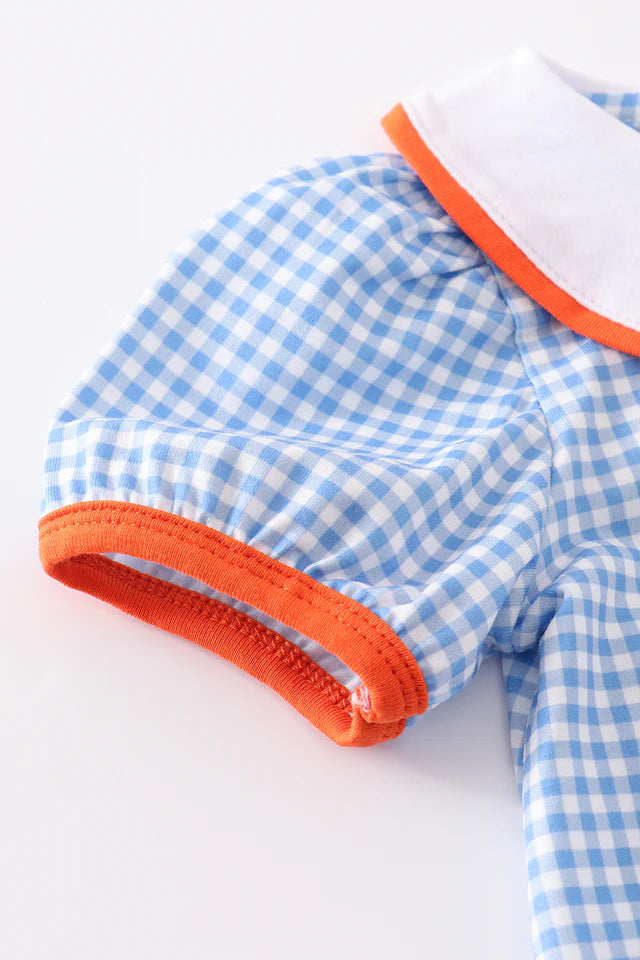 Blue plaid Embroidery Ghost Girl Bubble
