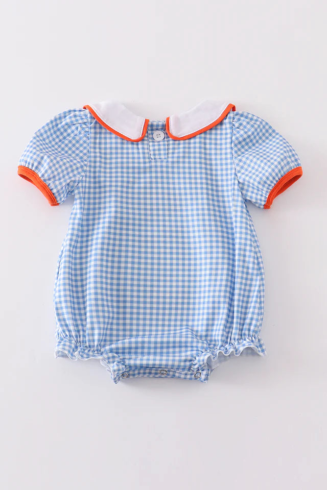 Blue plaid Embroidery Ghost Girl Bubble