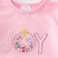 PINK NATIVITY JOY APPLIQUE RUFFLE GIRL BUBBLE