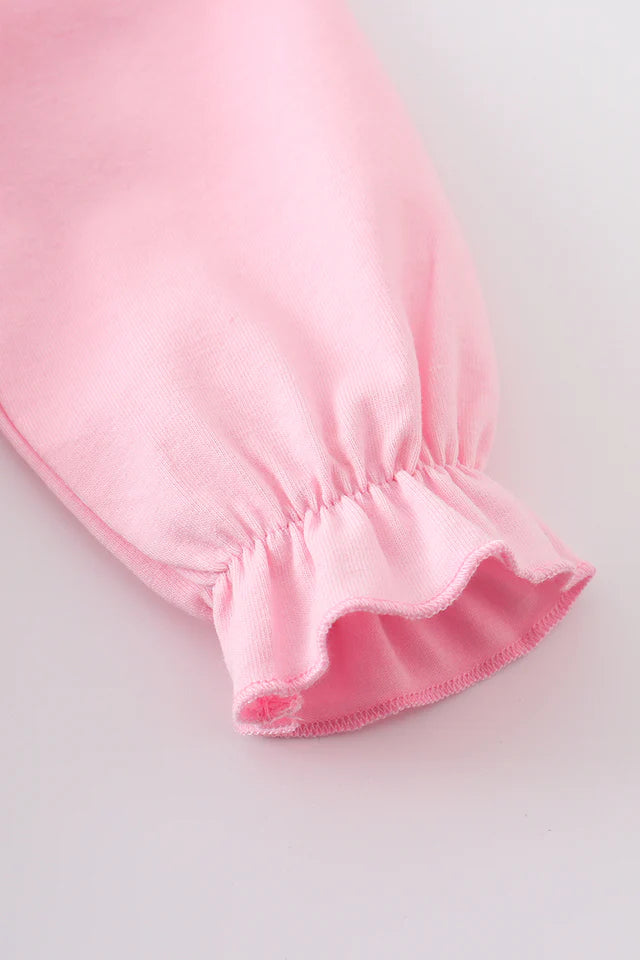 PINK NATIVITY JOY APPLIQUE RUFFLE GIRL BUBBLE