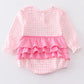 Pink plaid princess embroidered bubble