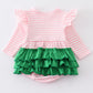 Pink Christmas Tree Striped Ruffle Bubble