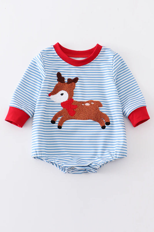 Blue, white Striped deer French knot boy bubble