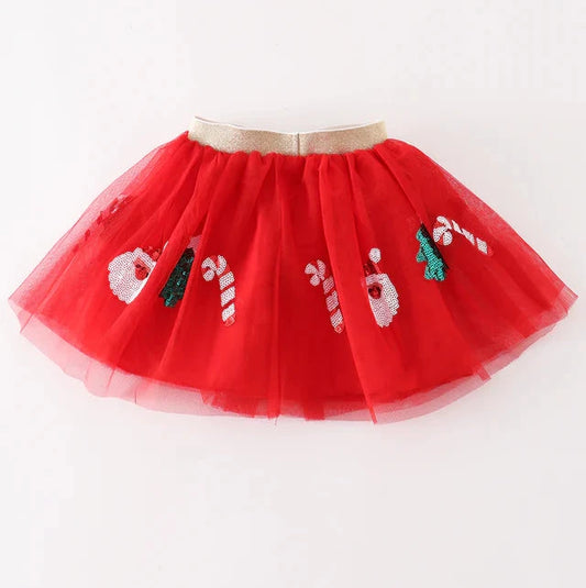 Red sequin Christmas skirt