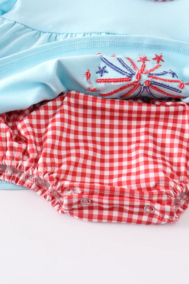 Blue patriotic flag embroidery girl bubble